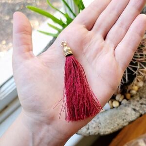Classic Gold & Red Burgundy Tassel Pendant